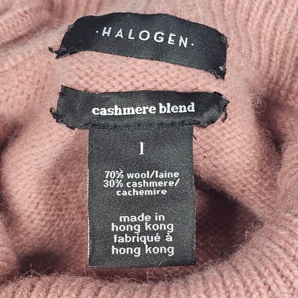 Halogen Wool & Cashmere Mock Turtleneck Sweater Pink Compact Size L - Picture 6 of 10